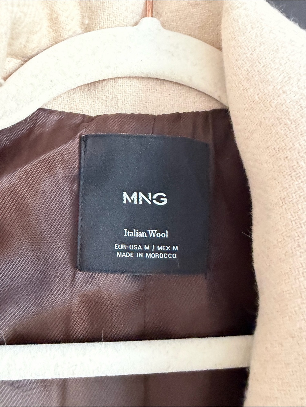 MANGO 100% Wool Belted Coat – Cream Beige – Size M - Picture 5 of 8